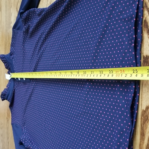 (M) Loft 8° Performance Wear Ruffle Collar Dot Pattern Top Golf Athleisure - Picture 4 of 8